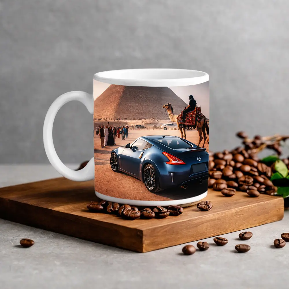 Nissan 370Z Blue Coupe Egypt Pyramids – Mugs