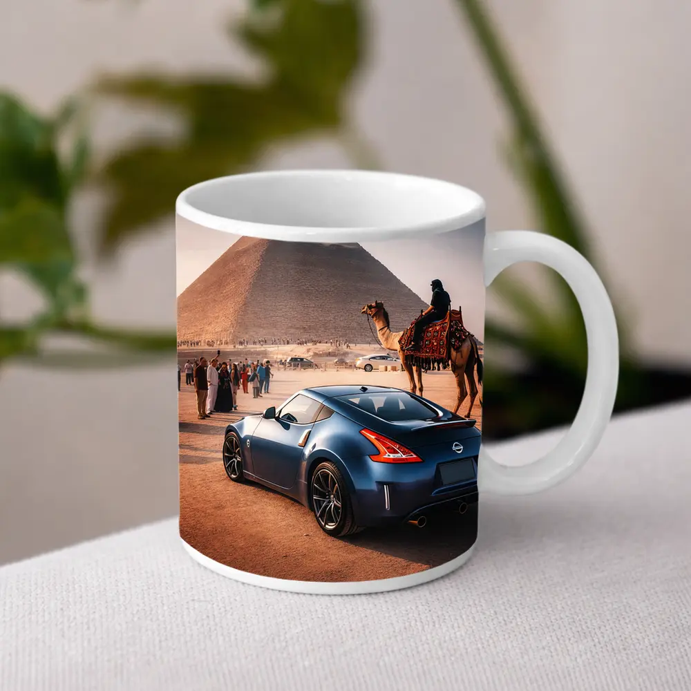 Nissan 370Z Blue Coupe Egypt Pyramids – Mugs