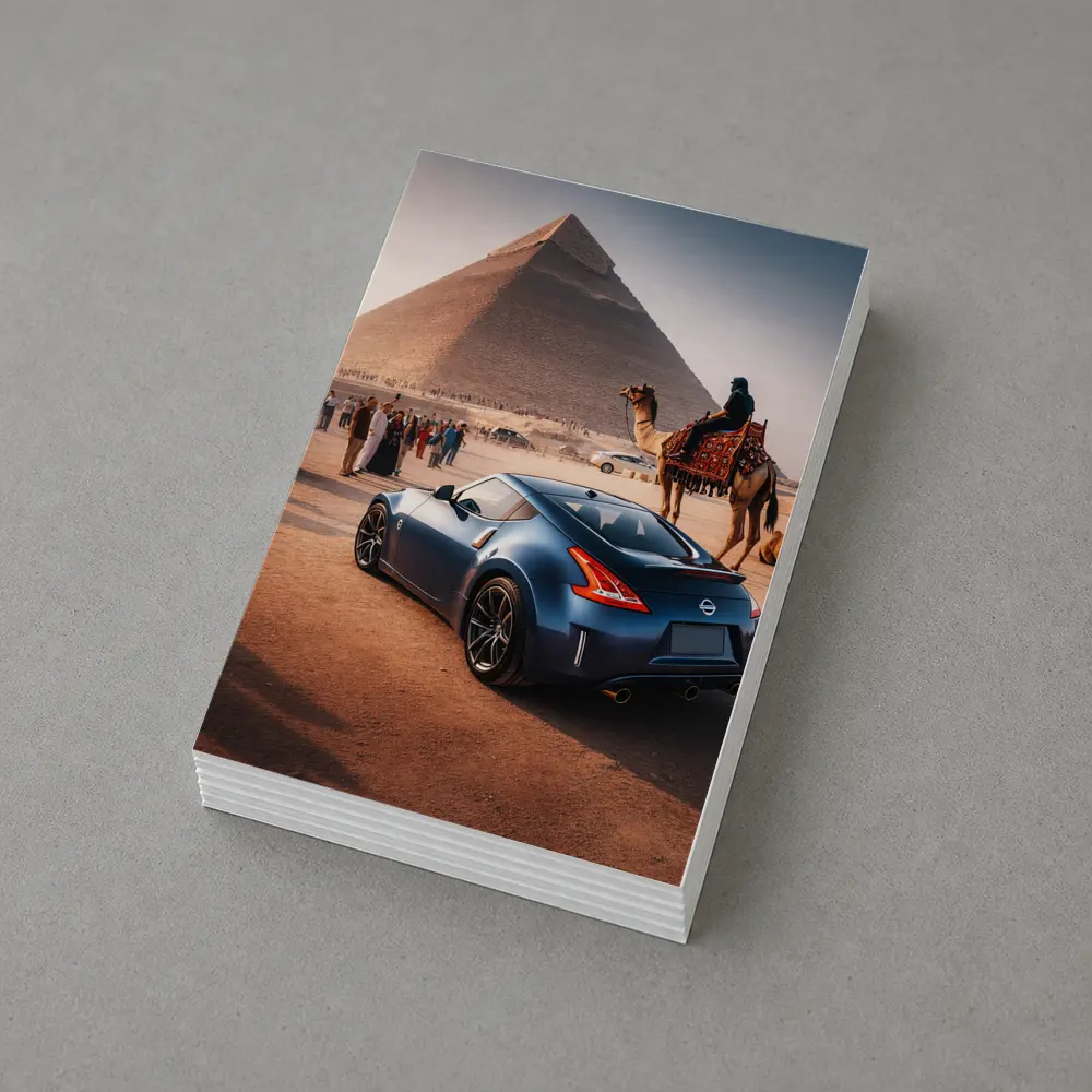 Nissan 370Z Blue Coupe Egypt Pyramids – Postcards