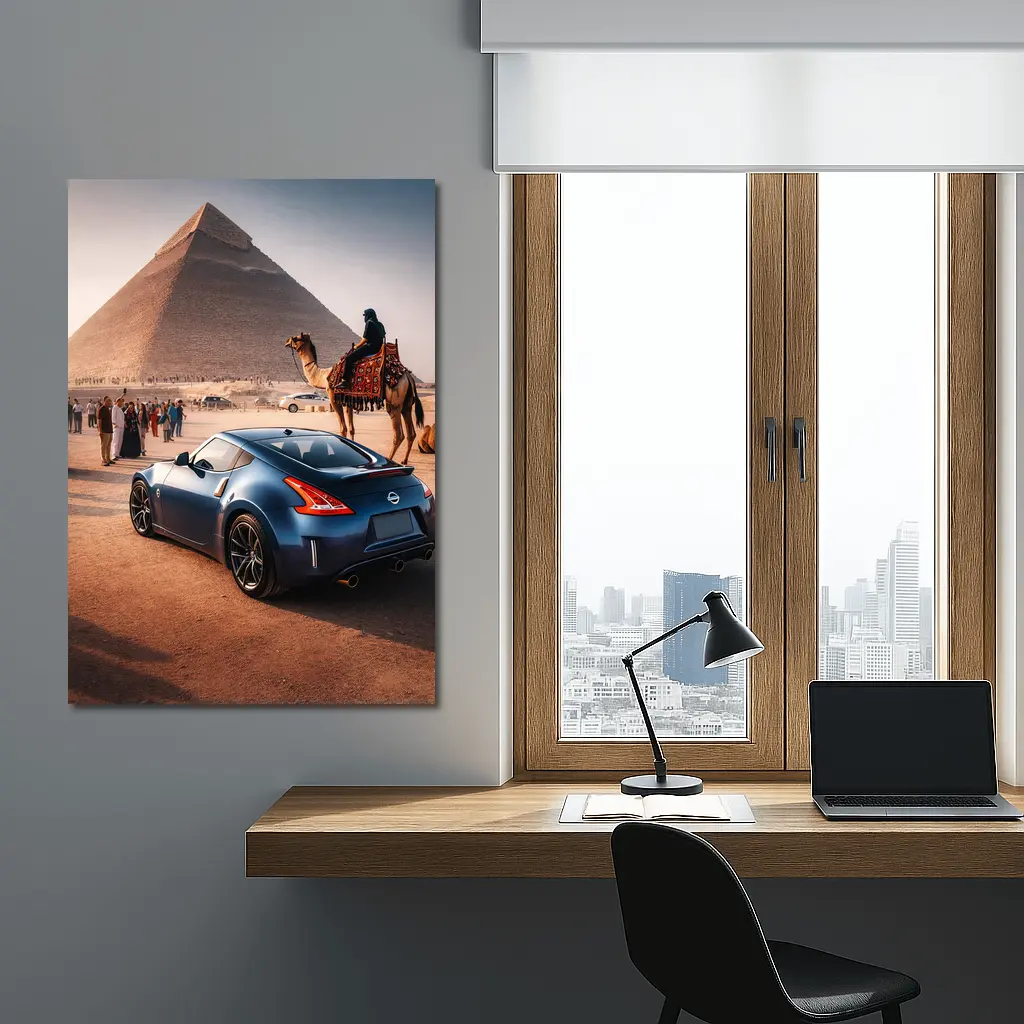 Nissan 370Z Blue Coupe Egypt Pyramids – Wall Art