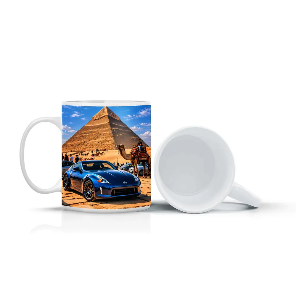 Nissan 370Z Blue Sports Car Egypt Pyramids – Mugs