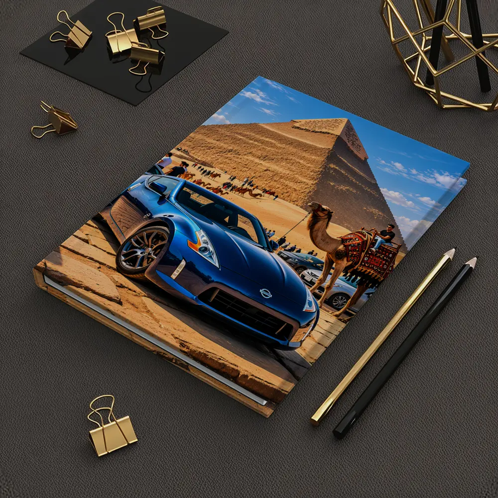 Nissan 370Z Blue Sports Car Egypt Pyramids – Notebooks