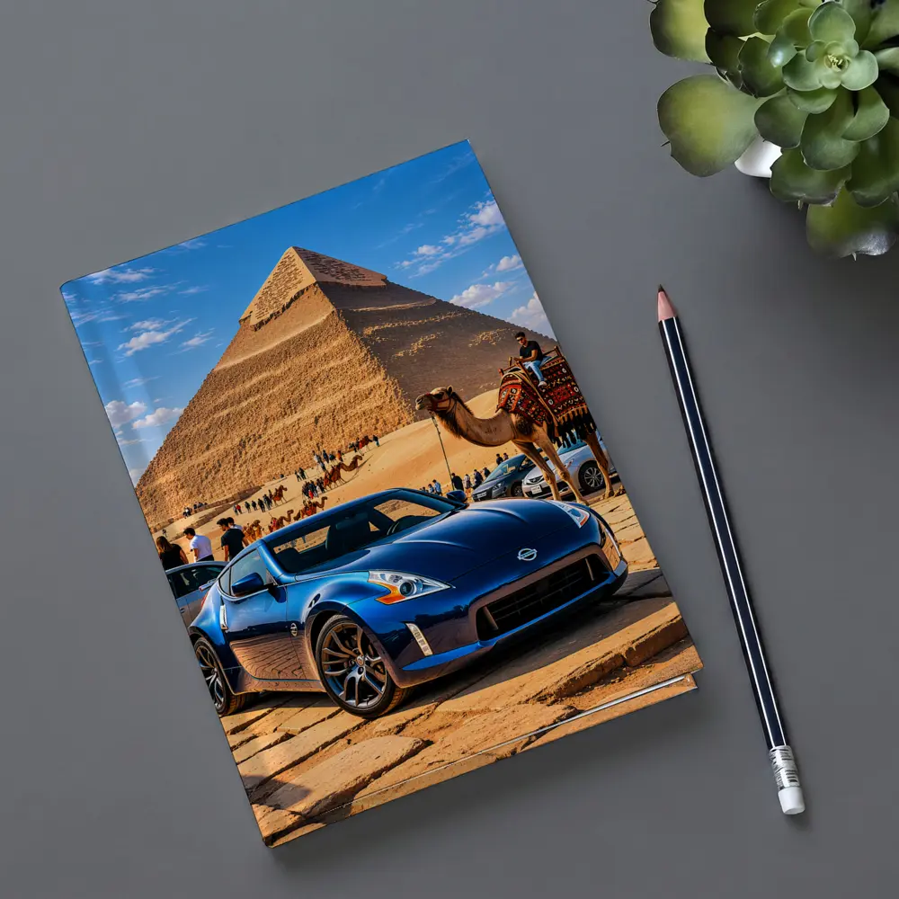 Nissan 370Z Blue Sports Car Egypt Pyramids – Notebooks
