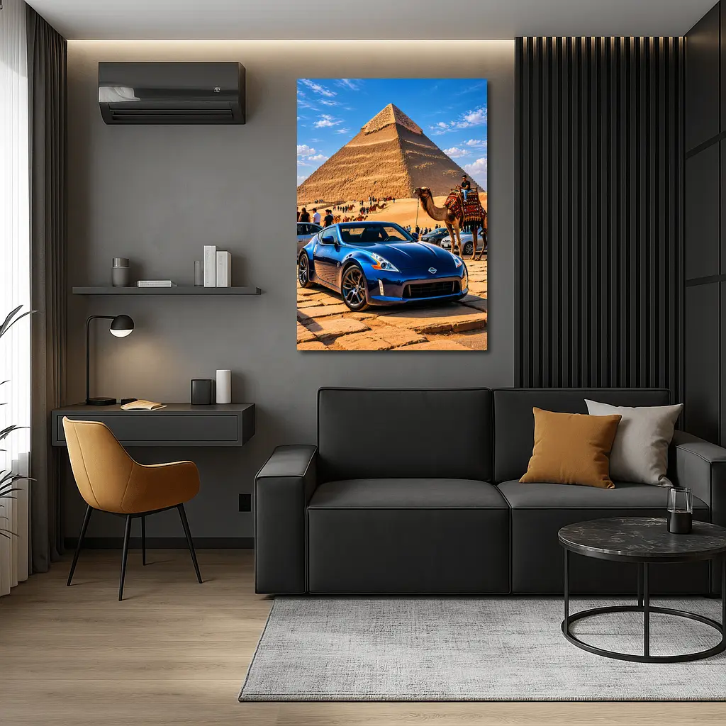 Nissan 370Z Blue Sports Car Egypt Pyramids – Wall Art
