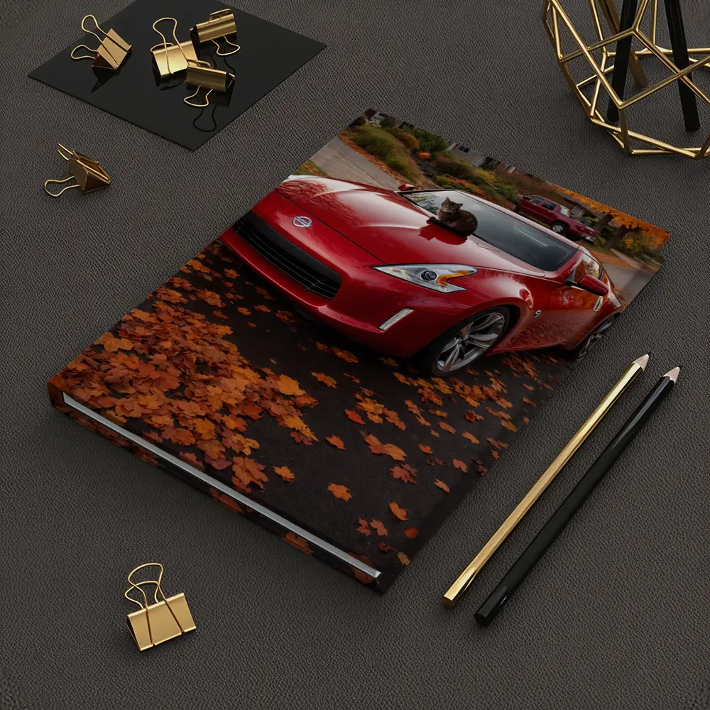 Nissan 370Z Red Sports Car Autumn Street – Notebooks