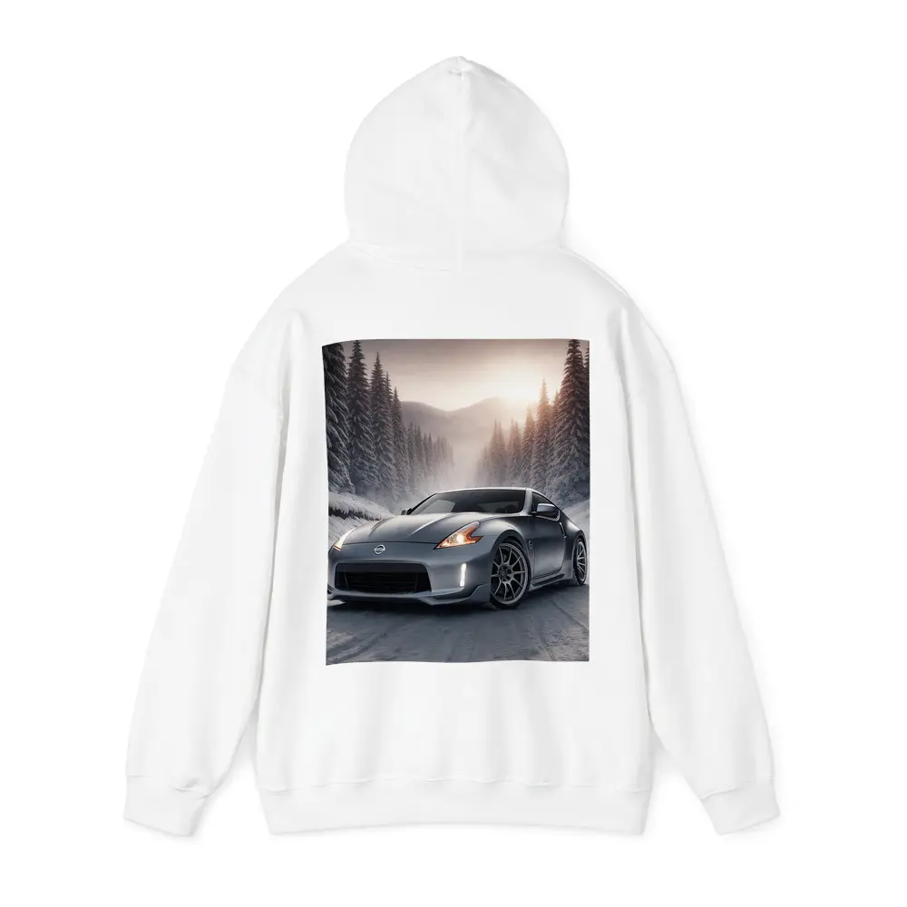 Nissan 370Z Silver Sports Car Winter Forest – Hoodies