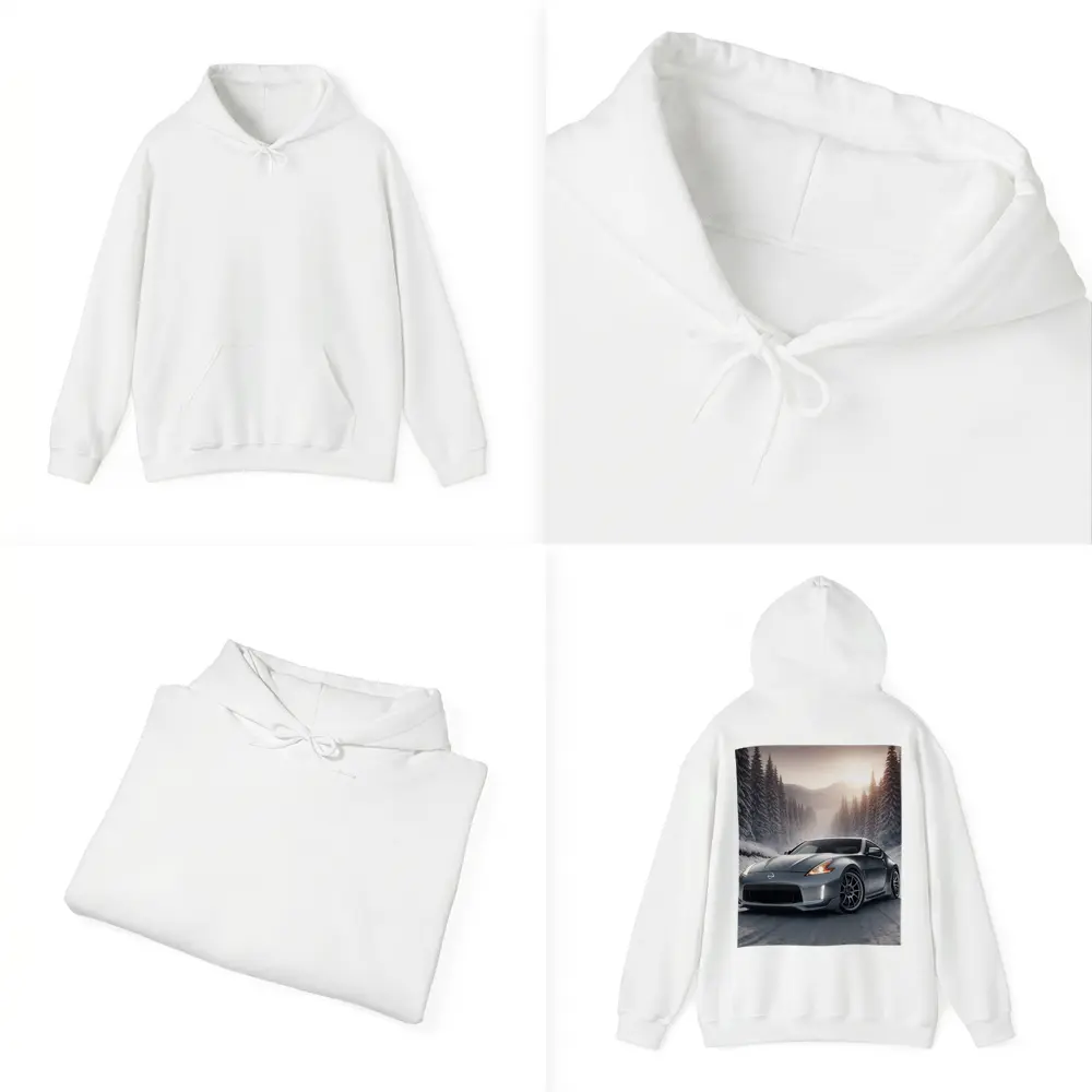Nissan 370Z Silver Sports Car Winter Forest – Hoodies