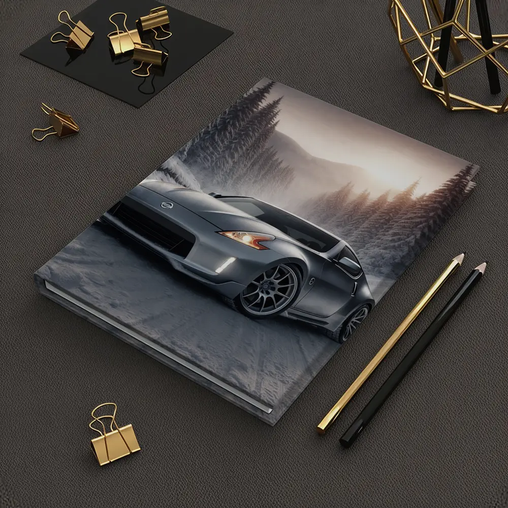 Nissan 370Z Silver Sports Car Winter Forest – Notebooks