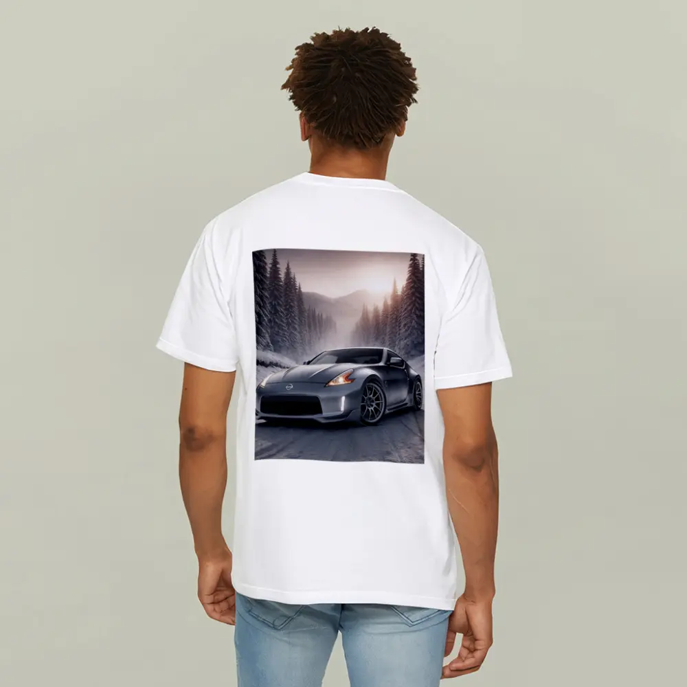 Nissan 370Z Silver Sports Car Winter Forest – T-Shirts