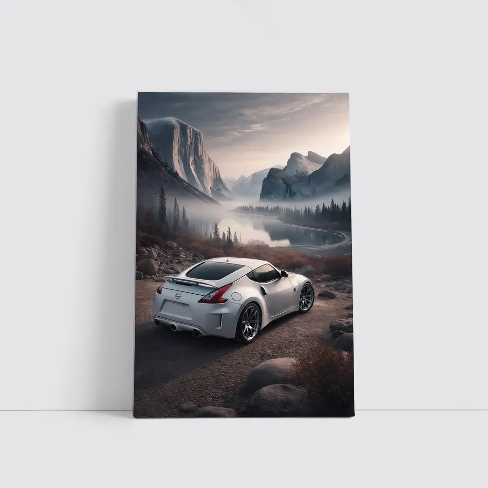 Nissan 370Z White Sports Car Mountain Valley – Wall Art