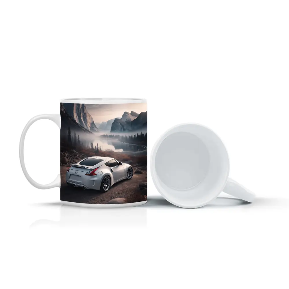 Nissan 370Z White Sports Car Mountain Valley – Mugs
