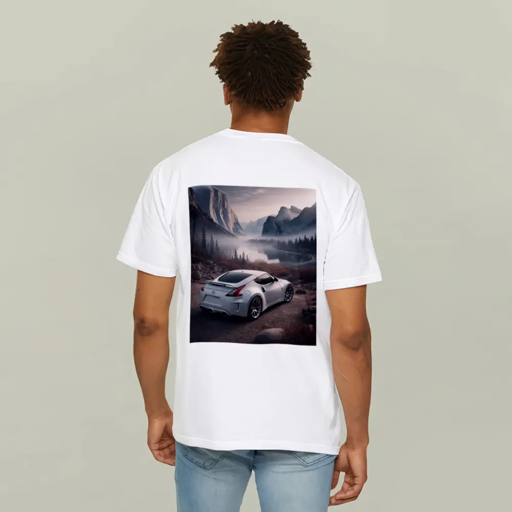 Nissan 370Z White Sports Car Mountain Valley – T-Shirts