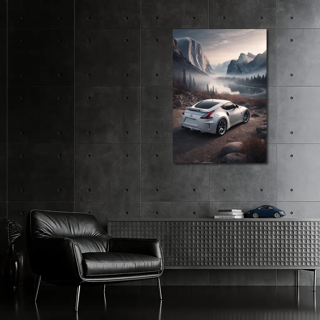 Nissan 370Z White Sports Car Mountain Valley – Wall Art