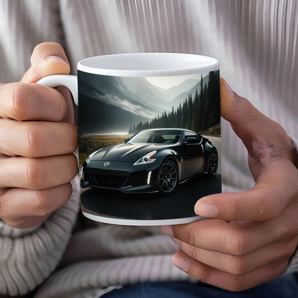 Nissan 370Z Black Sports Car Mountain Road – Mugs