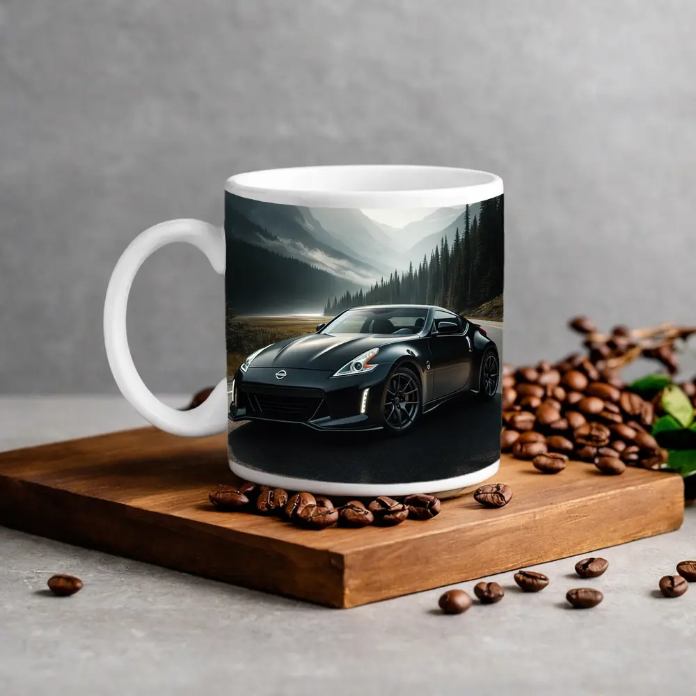 Nissan 370Z Black Sports Car Mountain Road – Mugs