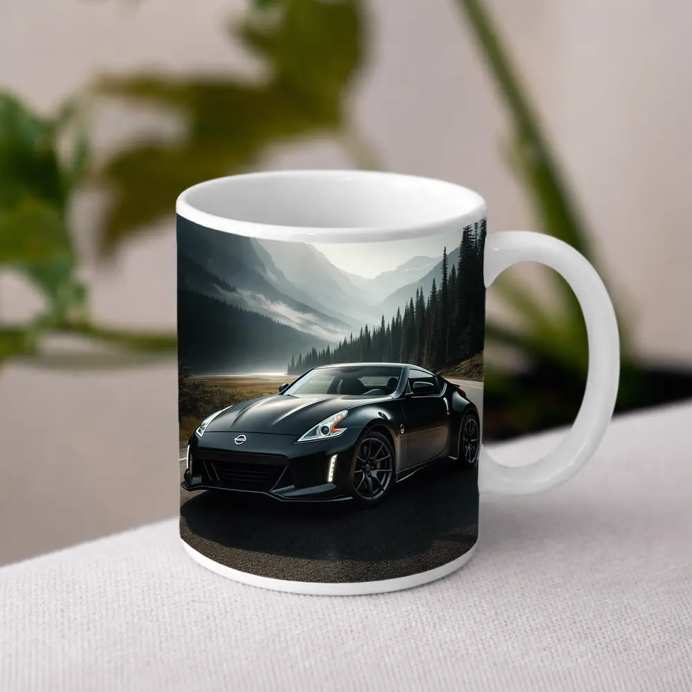 Nissan 370Z Black Sports Car Mountain Road – Mugs