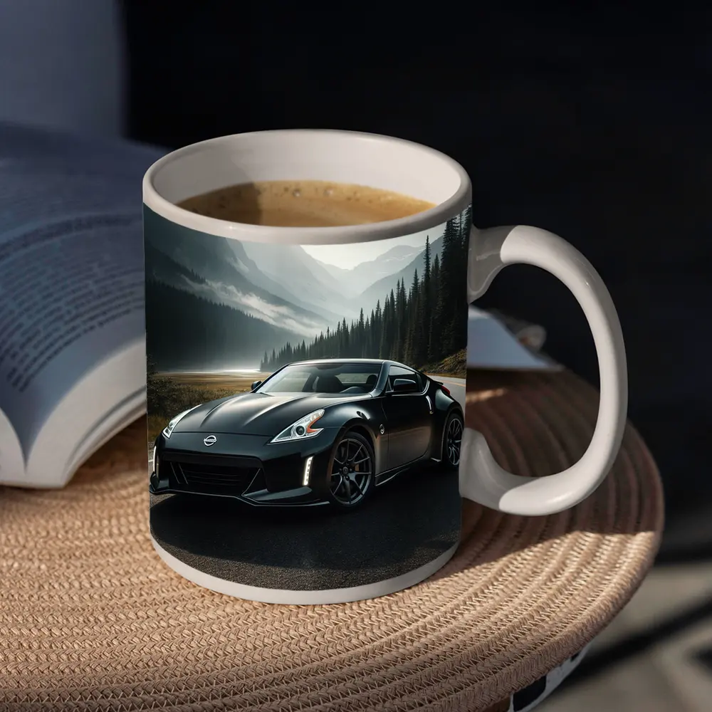 Nissan 370Z Black Sports Car Mountain Road – Mugs