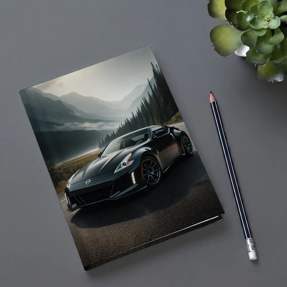 Nissan 370Z Black Sports Car Mountain Road – Notebooks