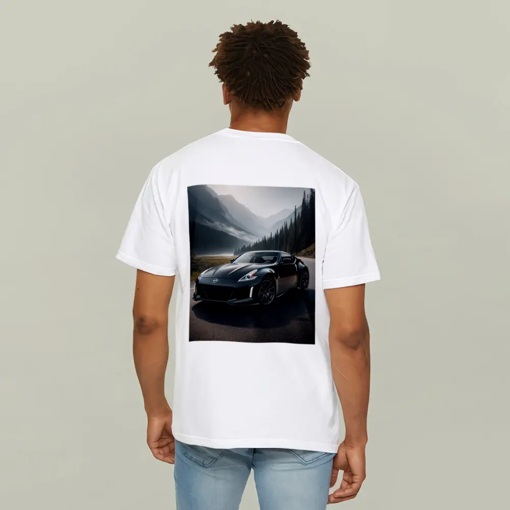 Nissan 370Z Black Sports Car Mountain Road – T-Shirts