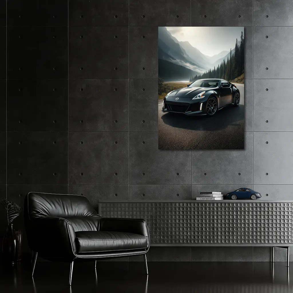 Nissan 370Z Black Sports Car Mountain Road – Wall Art