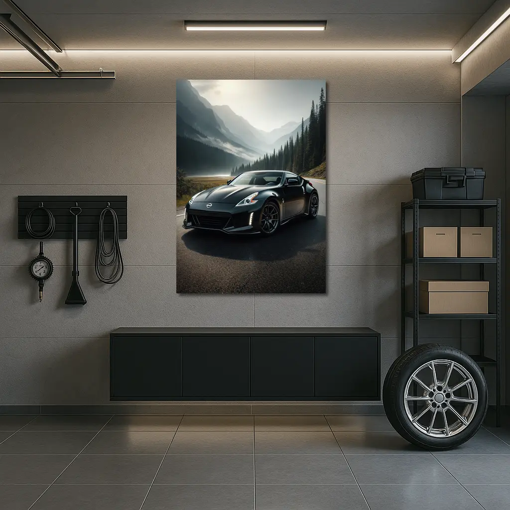 Nissan 370Z Black Sports Car Mountain Road – Wall Art