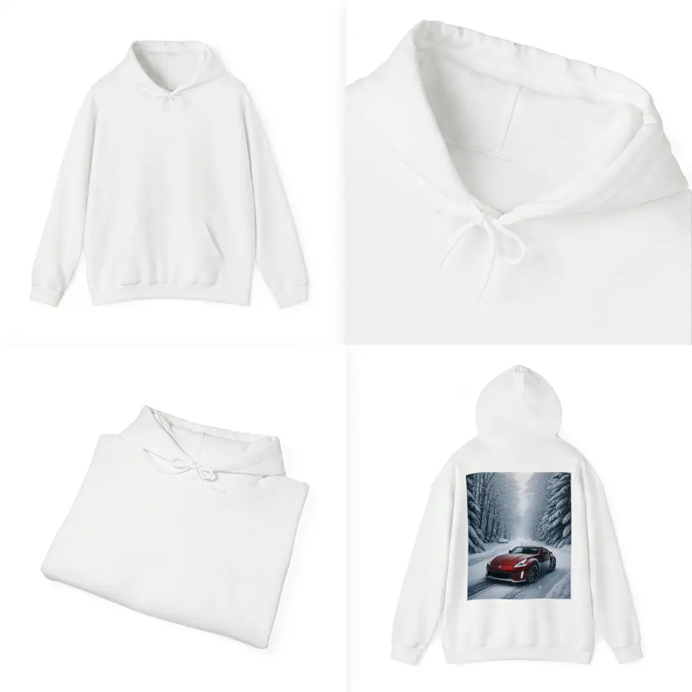 Nissan 370Z Red Sports Car Snowy Forest – Hoodies