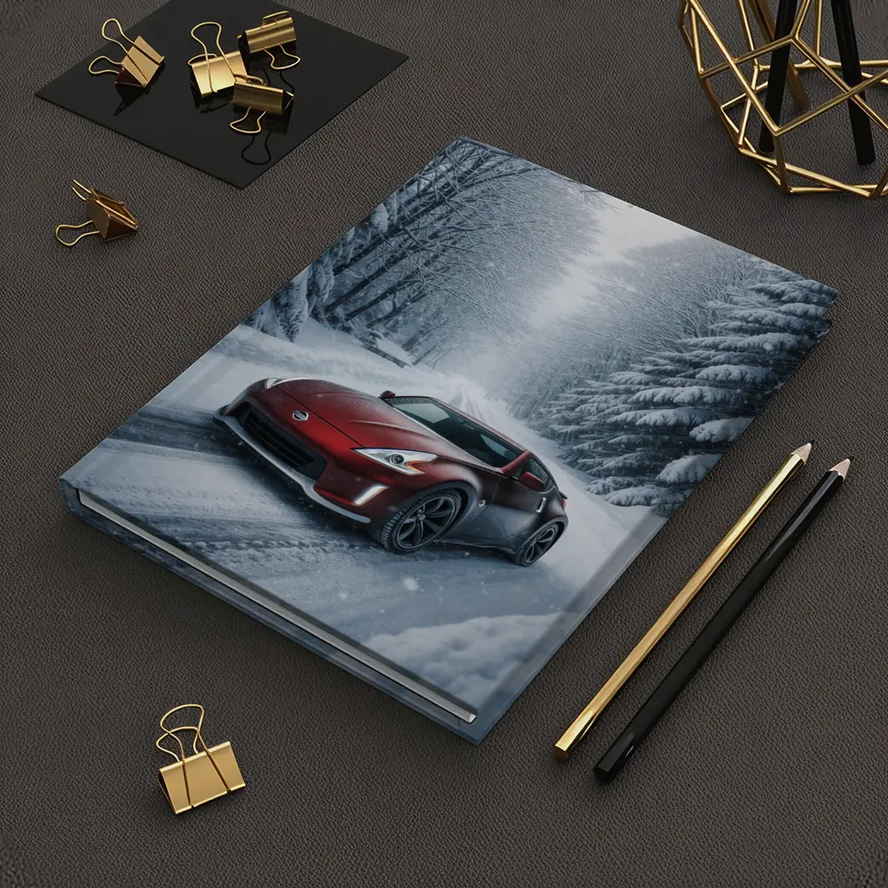 Nissan 370Z Red Sports Car Snowy Forest – Notebooks