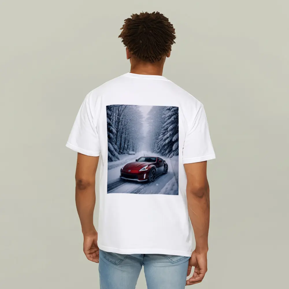 Nissan 370Z Red Sports Car Snowy Forest – T-Shirts