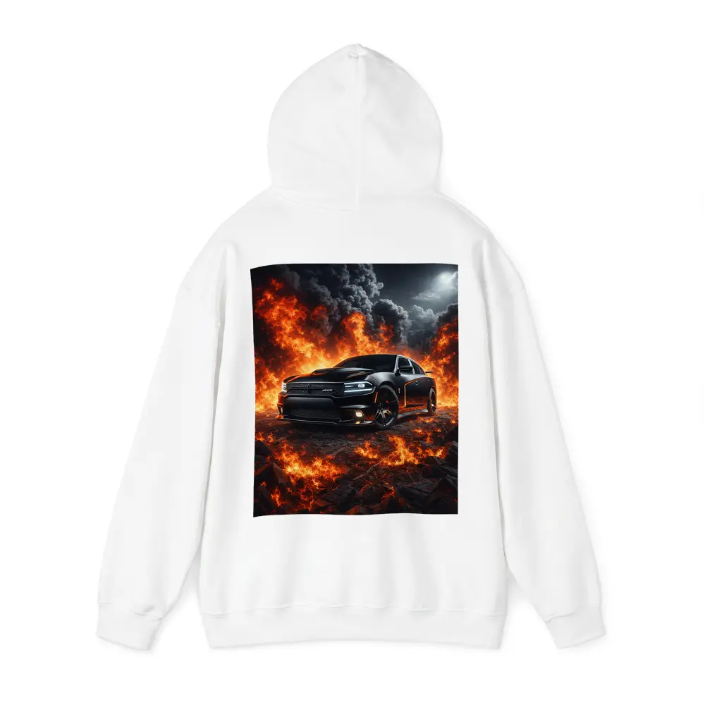 Dodge Charger SRT Black Flames Night Scene – Hoodies