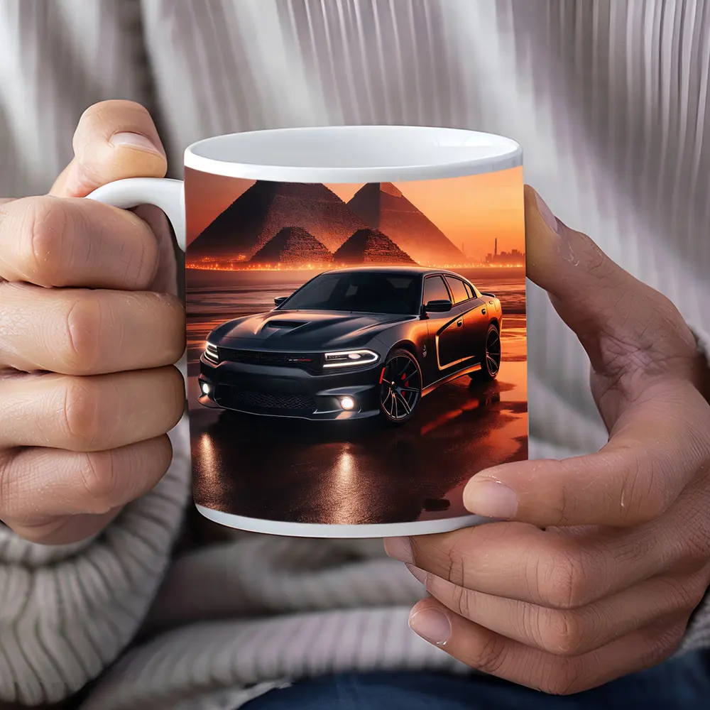 Dodge Charger SRT Black Egypt Pyramids Sunset – Mugs