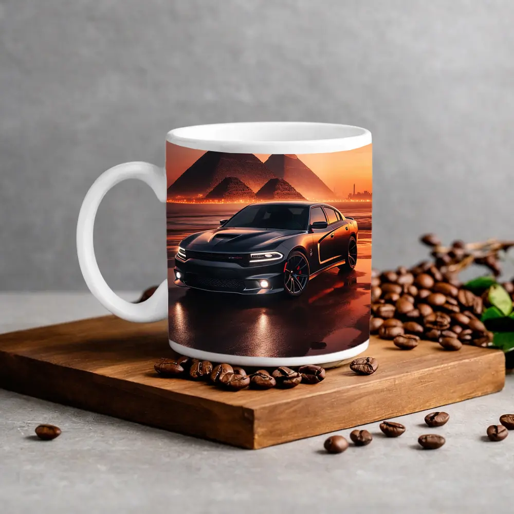 Dodge Charger SRT Black Egypt Pyramids Sunset – Mugs