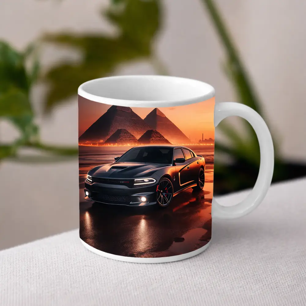 Dodge Charger SRT Black Egypt Pyramids Sunset – Mugs