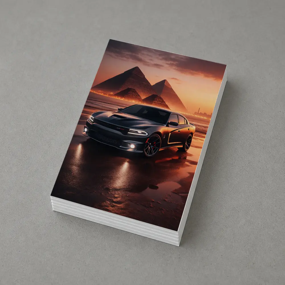Dodge Charger SRT Black Egypt Pyramids Sunset – Postcards