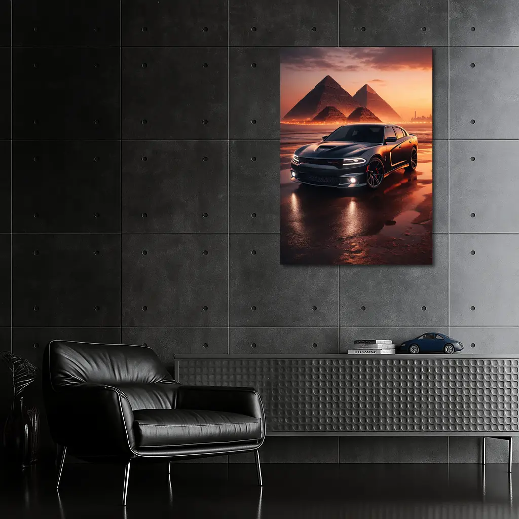 Dodge Charger SRT Black Egypt Pyramids Sunset – Wall Art