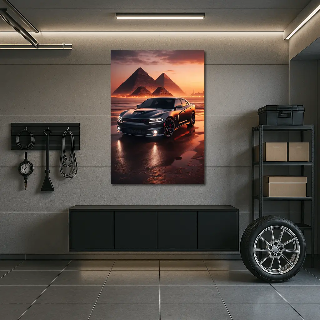 Dodge Charger SRT Black Egypt Pyramids Sunset – Wall Art
