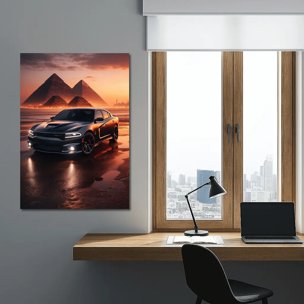 Dodge Charger SRT Black Egypt Pyramids Sunset – Wall Art