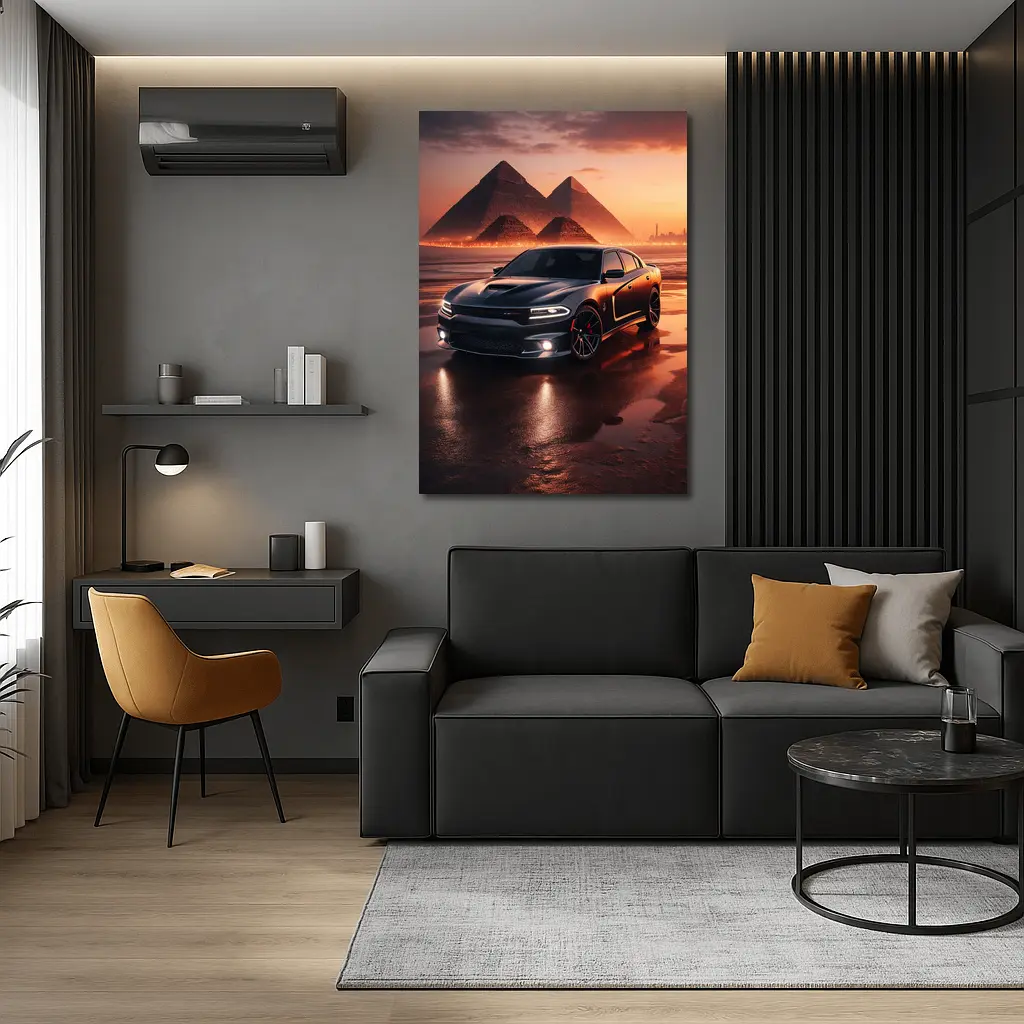 Dodge Charger SRT Black Egypt Pyramids Sunset – Wall Art