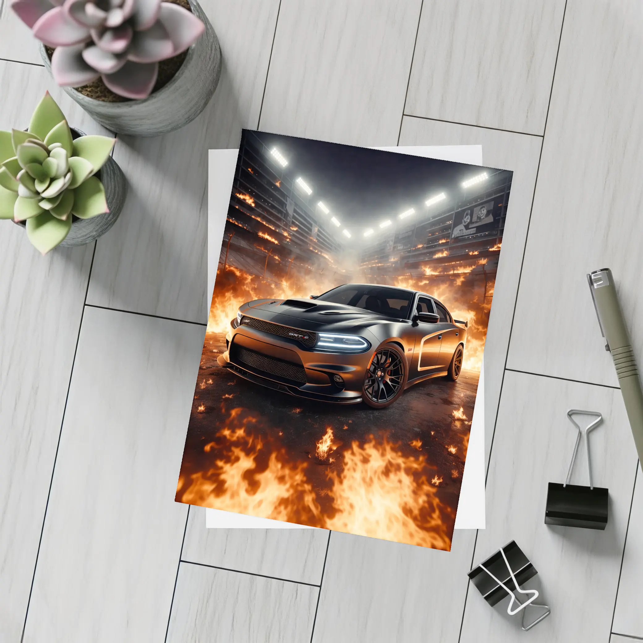 Dodge Charger SRT8 Engulfed In Stadium Fire – Postcards