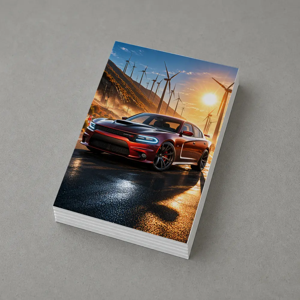 Dodge Charger SRT Red Sunset Wind Farm – Postcards