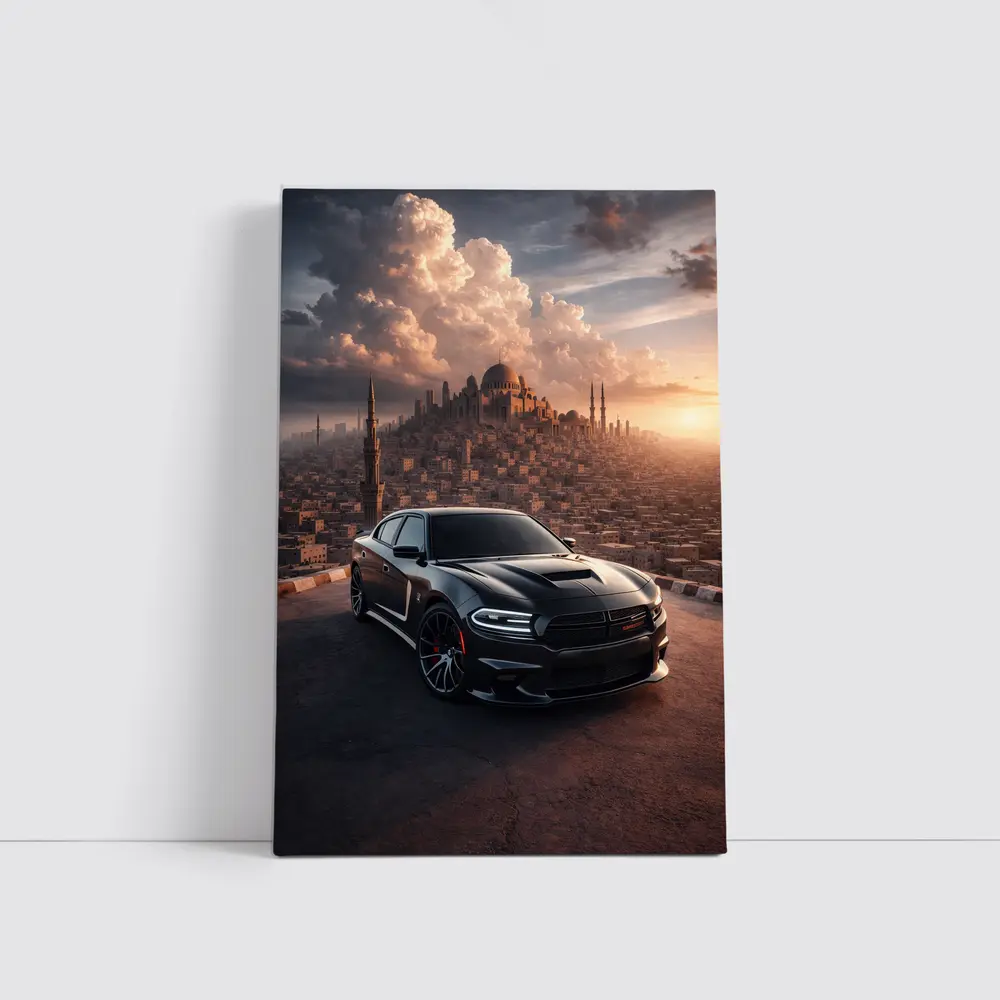 Dodge Charger SRT Black Over Egyptian City – Wall Art
