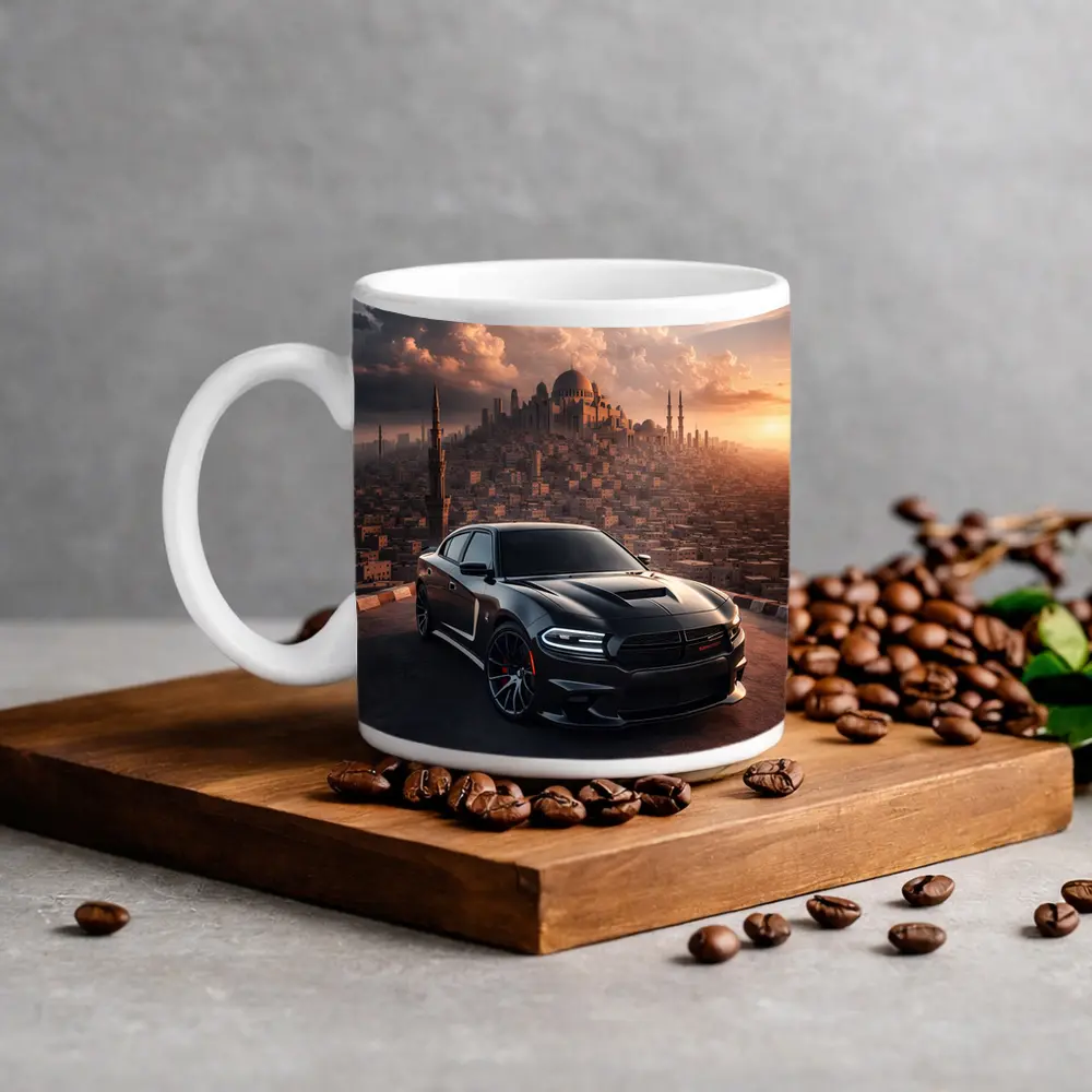 Dodge Charger SRT Black Over Egyptian City – Mugs