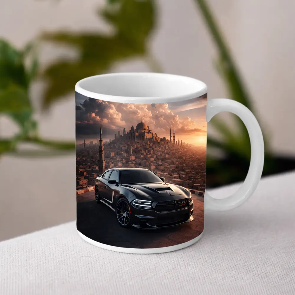 Dodge Charger SRT Black Over Egyptian City – Mugs