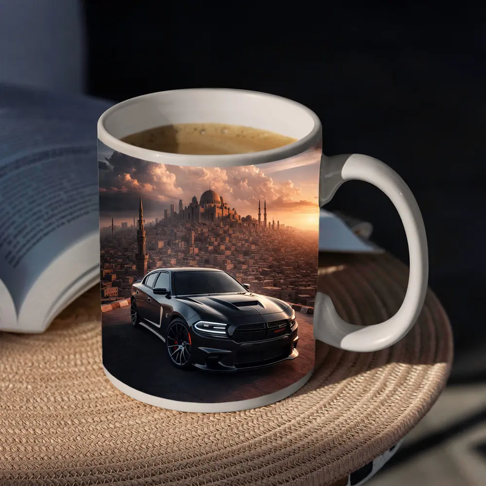Dodge Charger SRT Black Over Egyptian City – Mugs