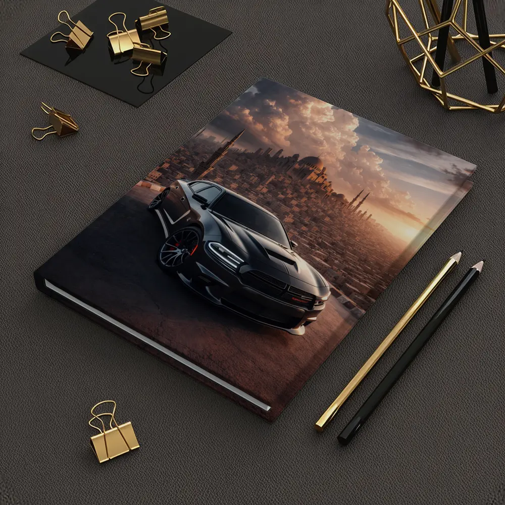 Dodge Charger SRT Black Over Egyptian City – Notebooks