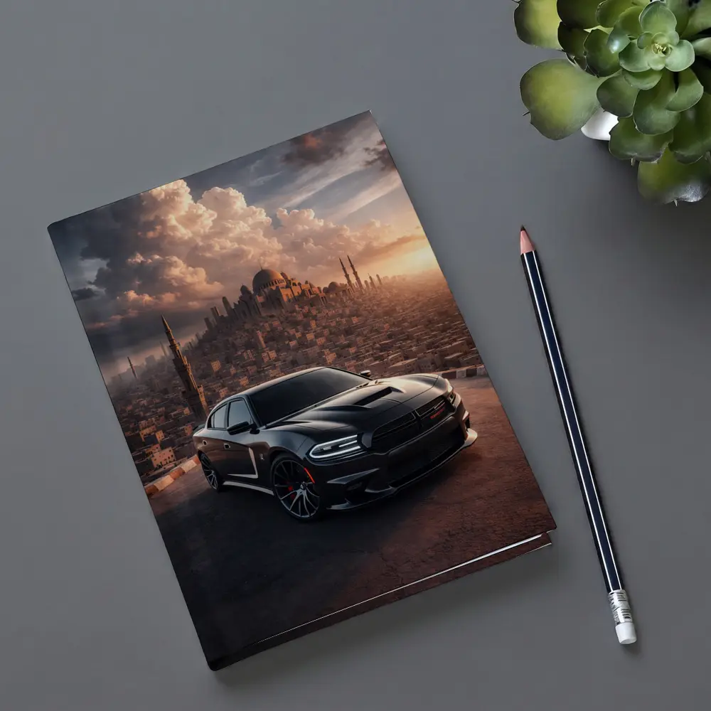 Dodge Charger SRT Black Over Egyptian City – Notebooks