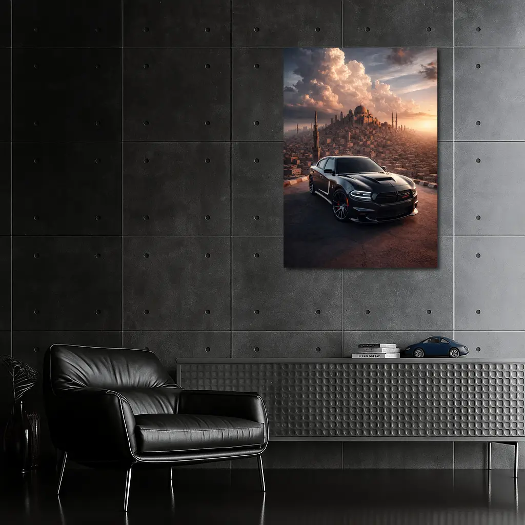 Dodge Charger SRT Black Over Egyptian City – Wall Art
