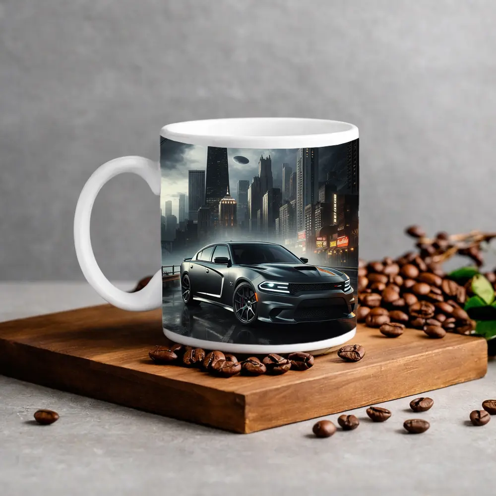 Dodge Charger SRT Dark Rainy City Street – Mugs