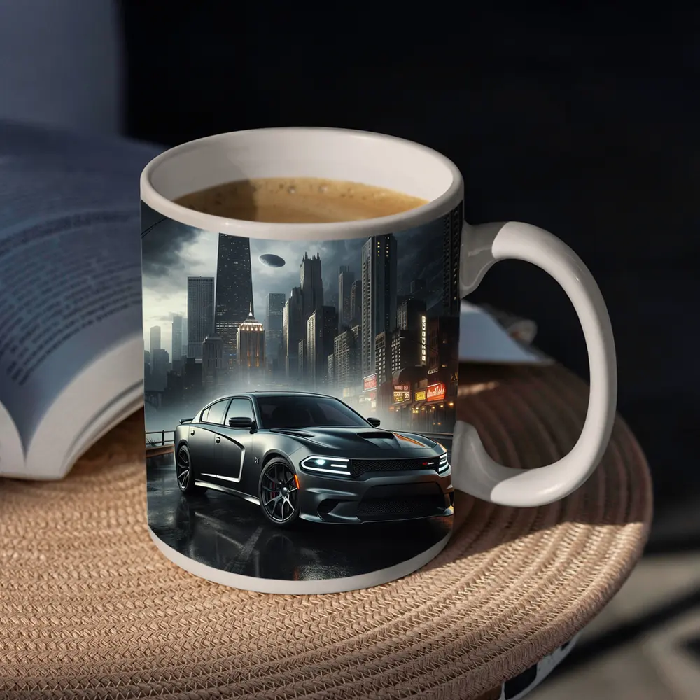 Dodge Charger SRT Dark Rainy City Street – Mugs