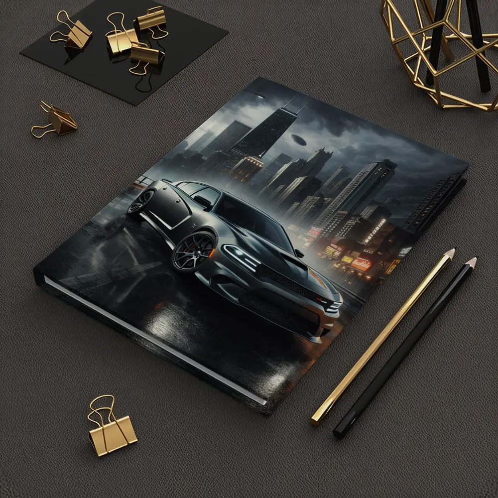 Dodge Charger SRT Dark Rainy City Street – Notebooks