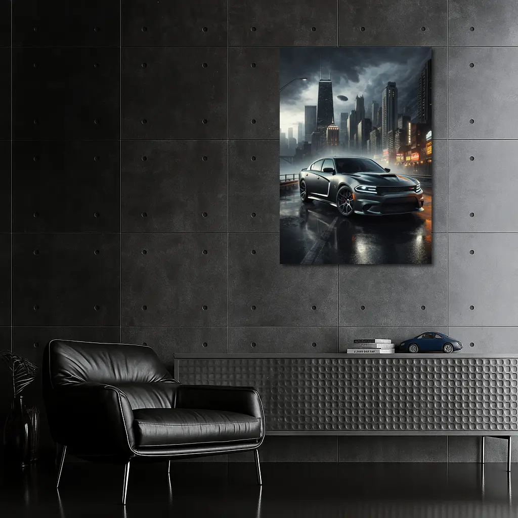 Dodge Charger SRT Dark Rainy City Street – Wall Art